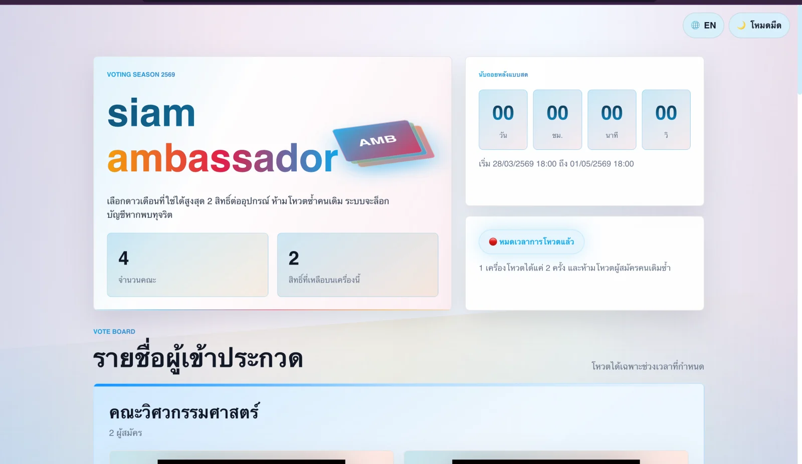 Siam University voting system